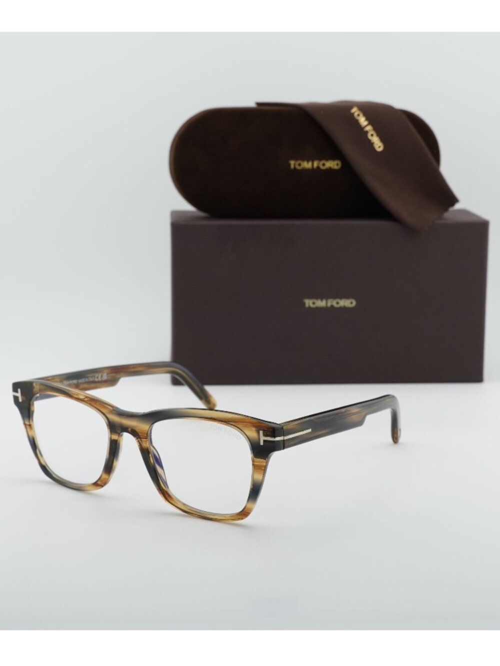 Tom Ford FT5886-B 045 Square Eyeglasses 52mm - Brown / Blue Light Block